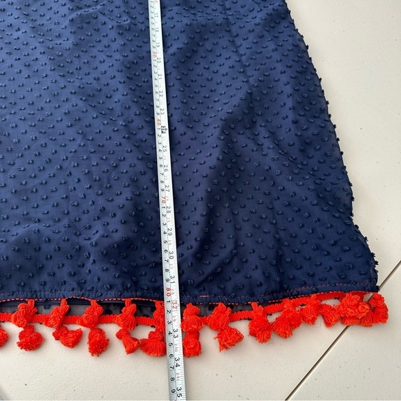 NWT Sail To Sable Swiss Dot Dress in Navy Silk Tassels - Picture 5 of 8